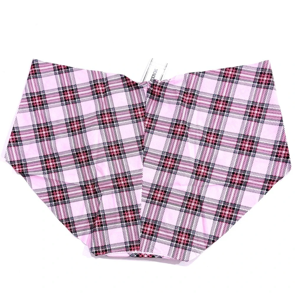 Victoria's Secret PINK No Show Cheeky Panty Womens XXL Plaid Smooth